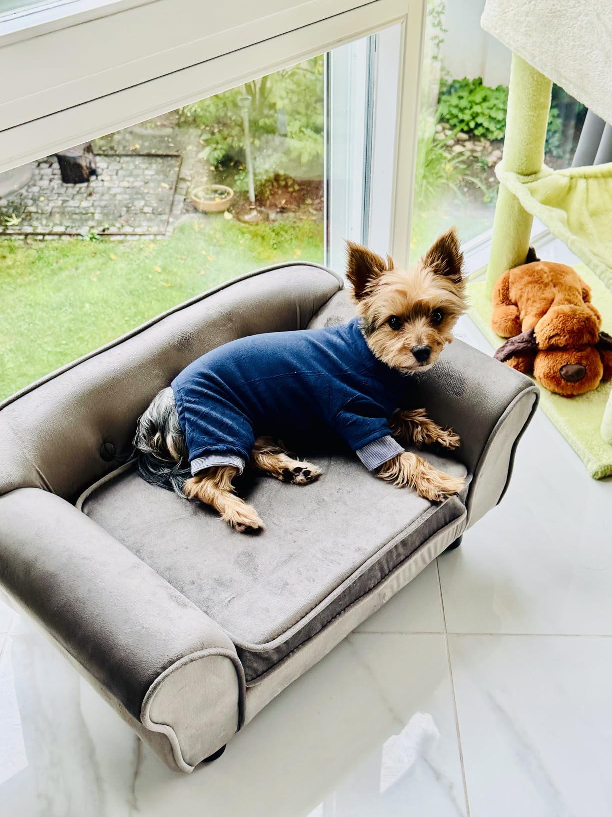 vidaXL Hundesofa Grau Plüsch 72x45x30cm Haustiersofa