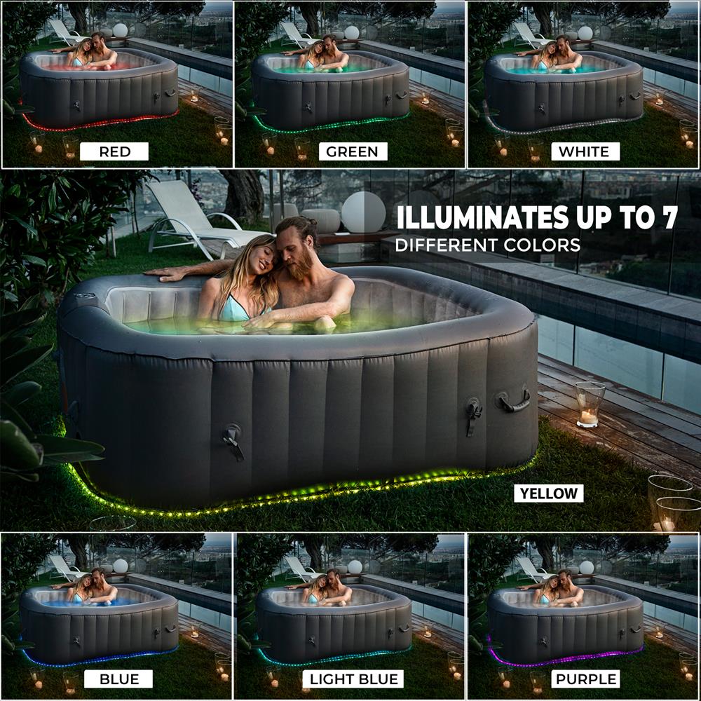 Serenelife Whirlpool aufblasbar 4 Personen LED 100 Düsen