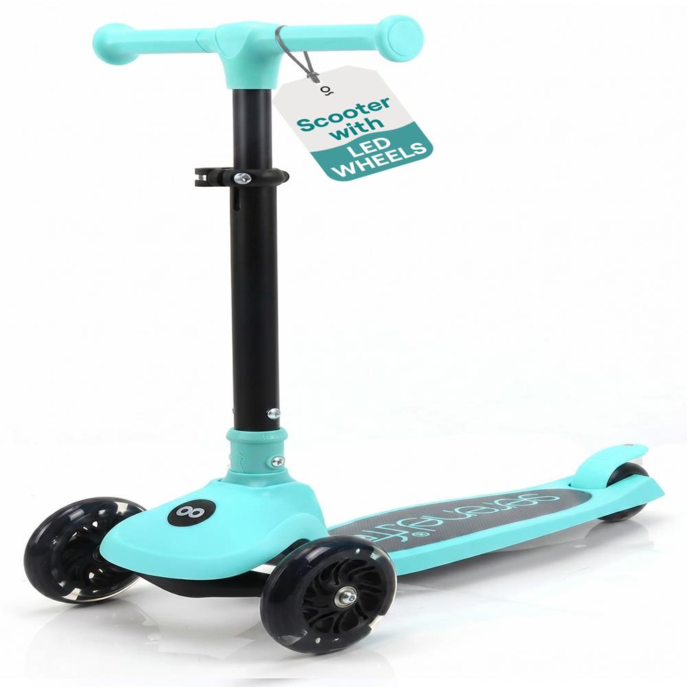 Serenelife Scooters Kinderroller 3 Räder LED Blau mit Sitz