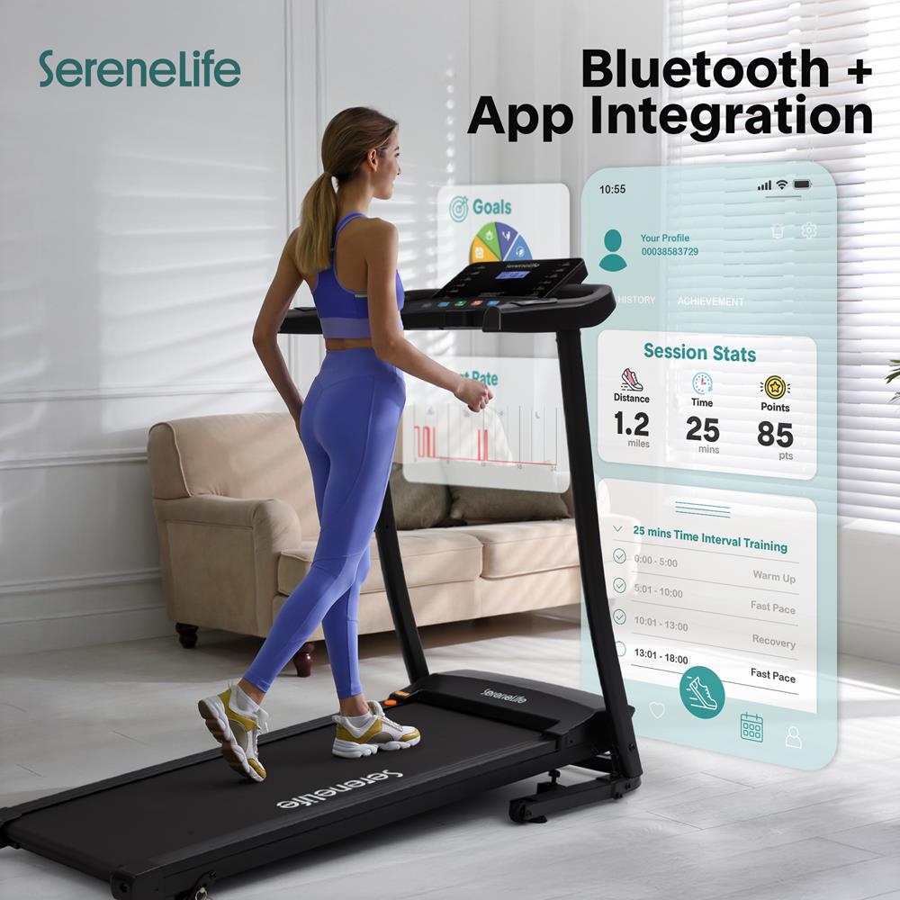 Serenelife Fitness Laufband klappbar Bluetooth 12 Programme