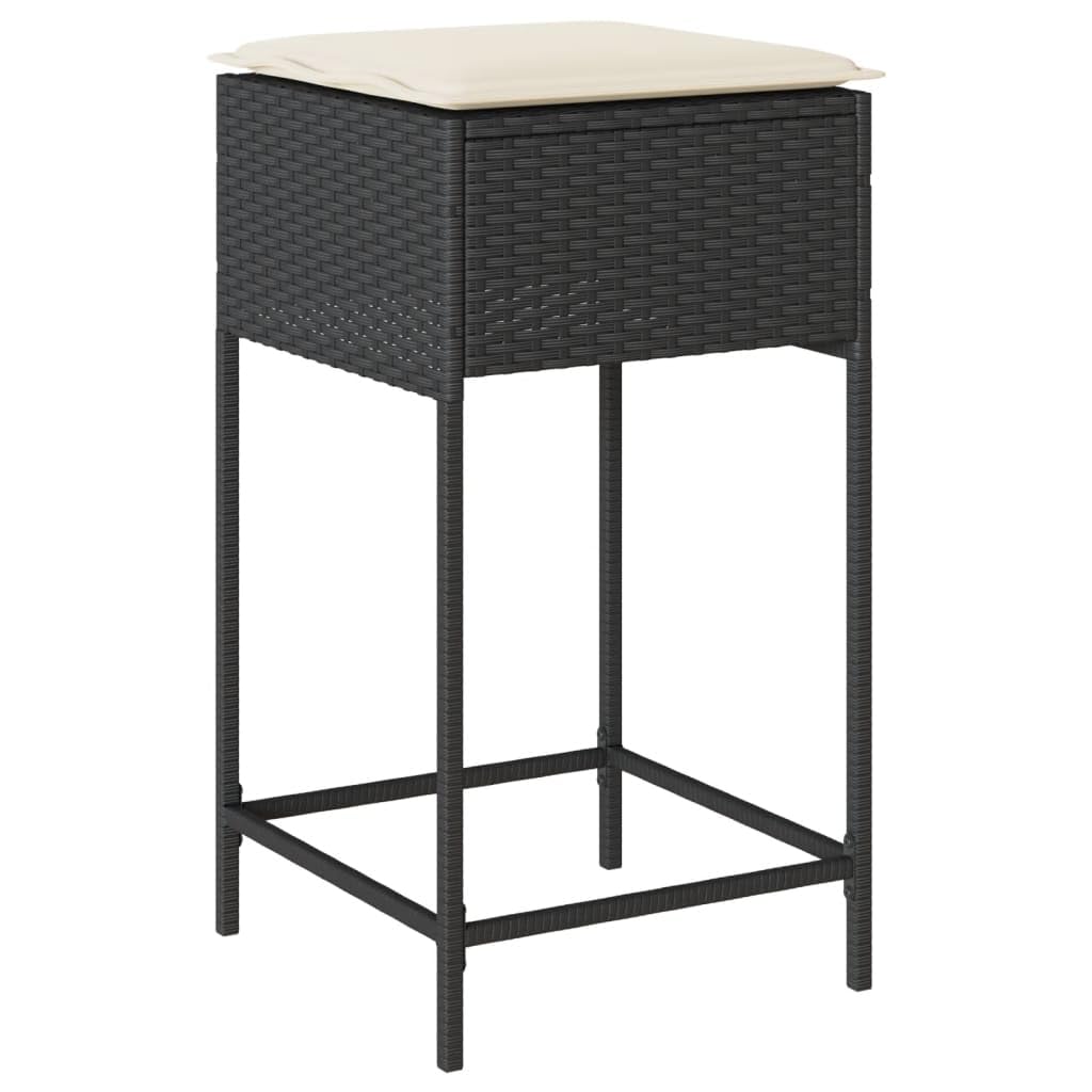 vidaXL Heim & Garten Gartenbar-Set 3-tlg Schwarz Poly Rattan mit Kissen