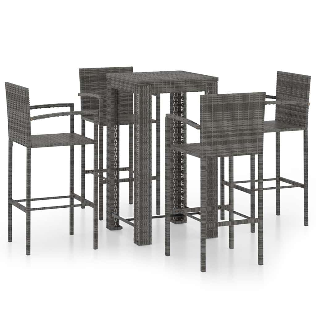 vidaXL Heim & Garten Gartenbar-Set 5-tlg grau Rattan