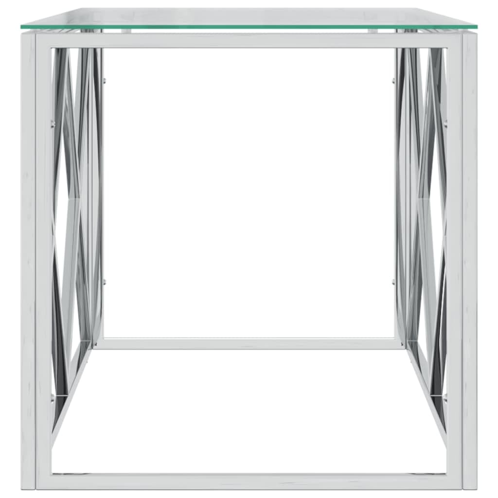 vidaXL Möbel Couchtisch 110x45x45 Edelstahl Glas Silber