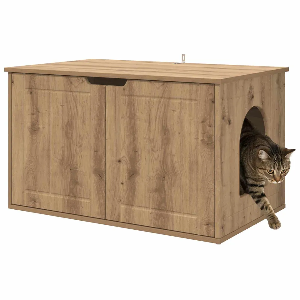 vidaXL Tierbedarf Katzenhaus Artisan-Eiche 85x55x50,5 cm Holz
