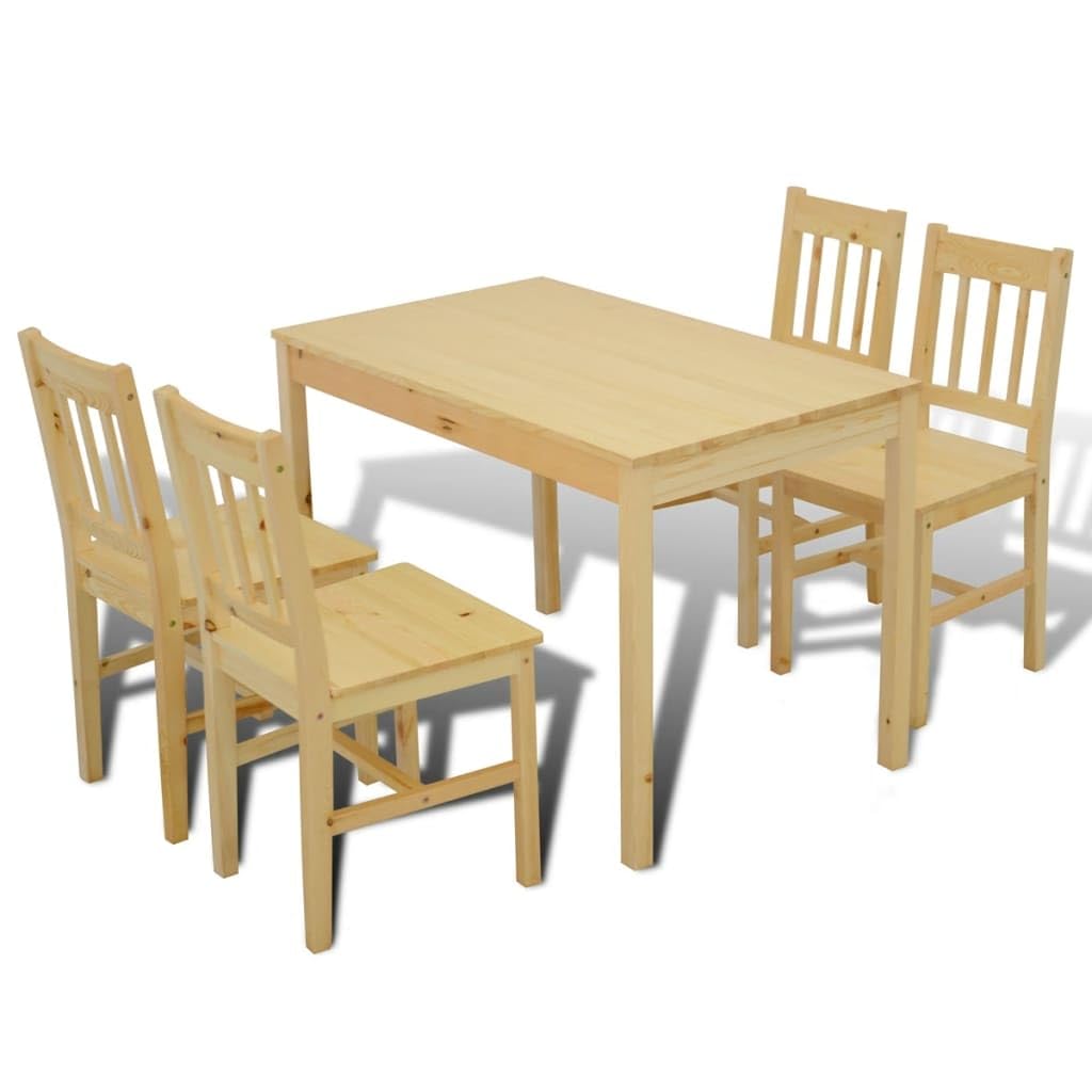 vidaXL Möbel Essgruppe 5-teilig Esstisch Braun Kiefernholz