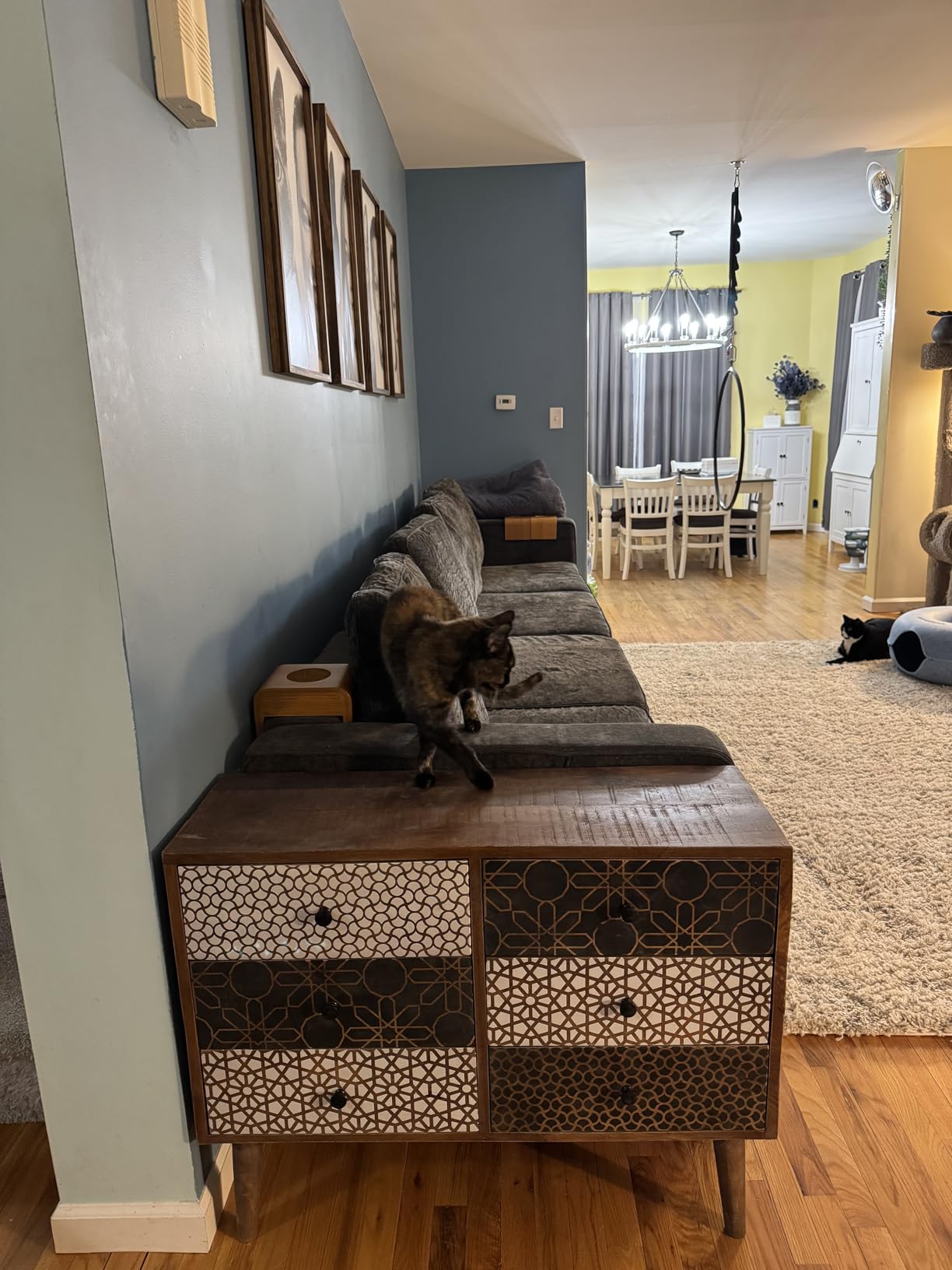 vidaXL Möbel Sideboard Mangoholz 90 cm 6 Schubladen Druckmuster