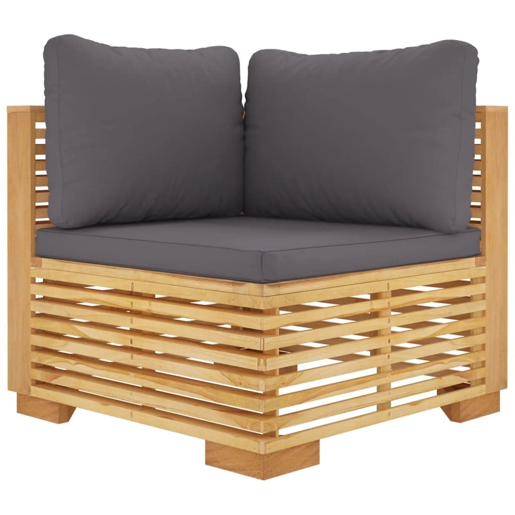 vidaXL Heim & Garten Garten-Ecksofa Teak Creme Kissen wetterfest