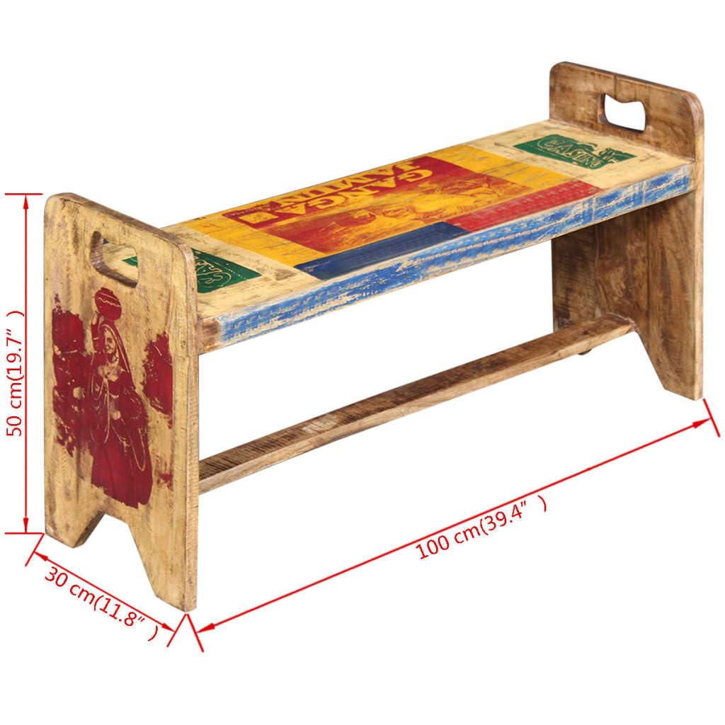 vidaXL Sitzbank Cola Altholz 100x30x50 cm recycelt