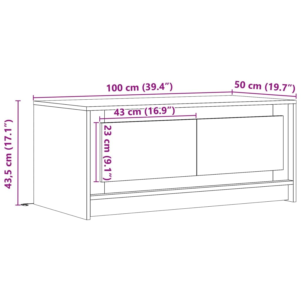 vidaXL LED Couchtisch weiß Holzwerkstoff 100x50 cm