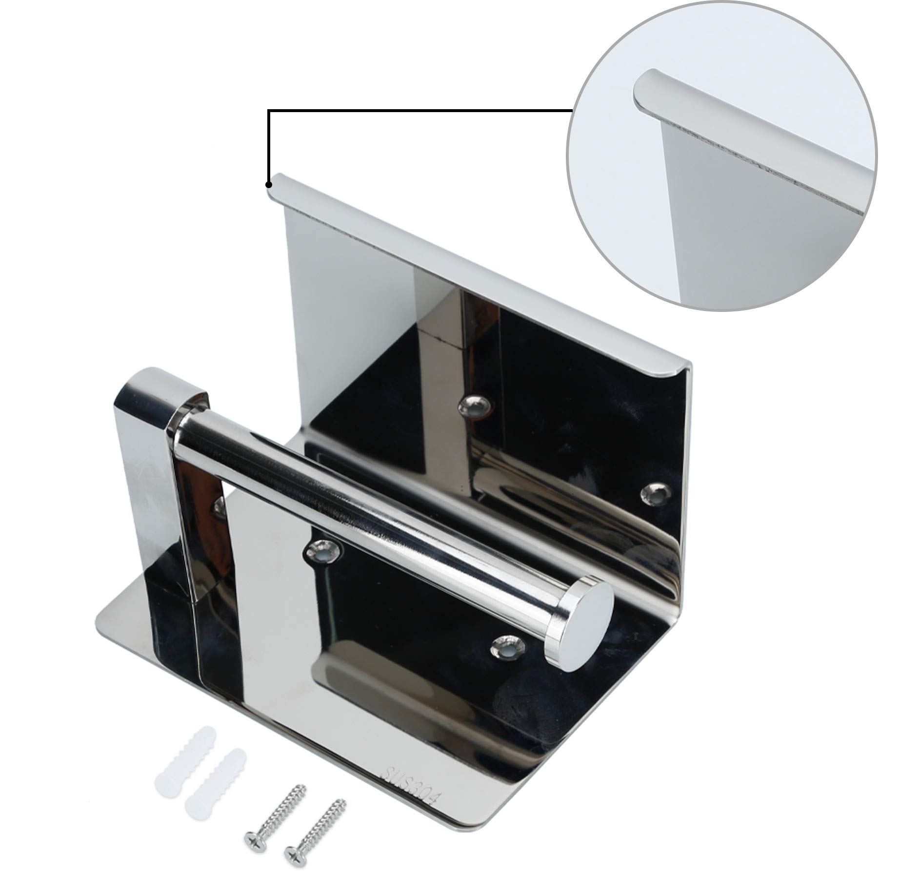 Intirilife Toilettenpapierhalter Ablage Silber Edelstahl 16cm