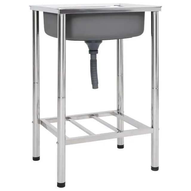 vidaXL Sportartikel Camping Spüle Edelstahl 55x45x18 cm silbern