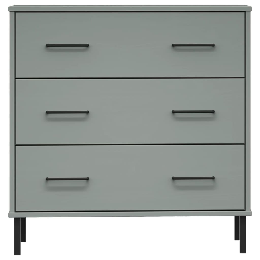 vidaXL Sideboard Grau 77x40x79,5 cm Massivholz Kommode 3 Schubladen