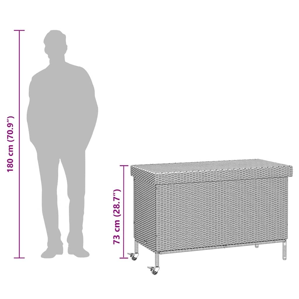 vidaXL Heim & Garten Gartentruhe Grau 110x55x73 cm Poly Rattan