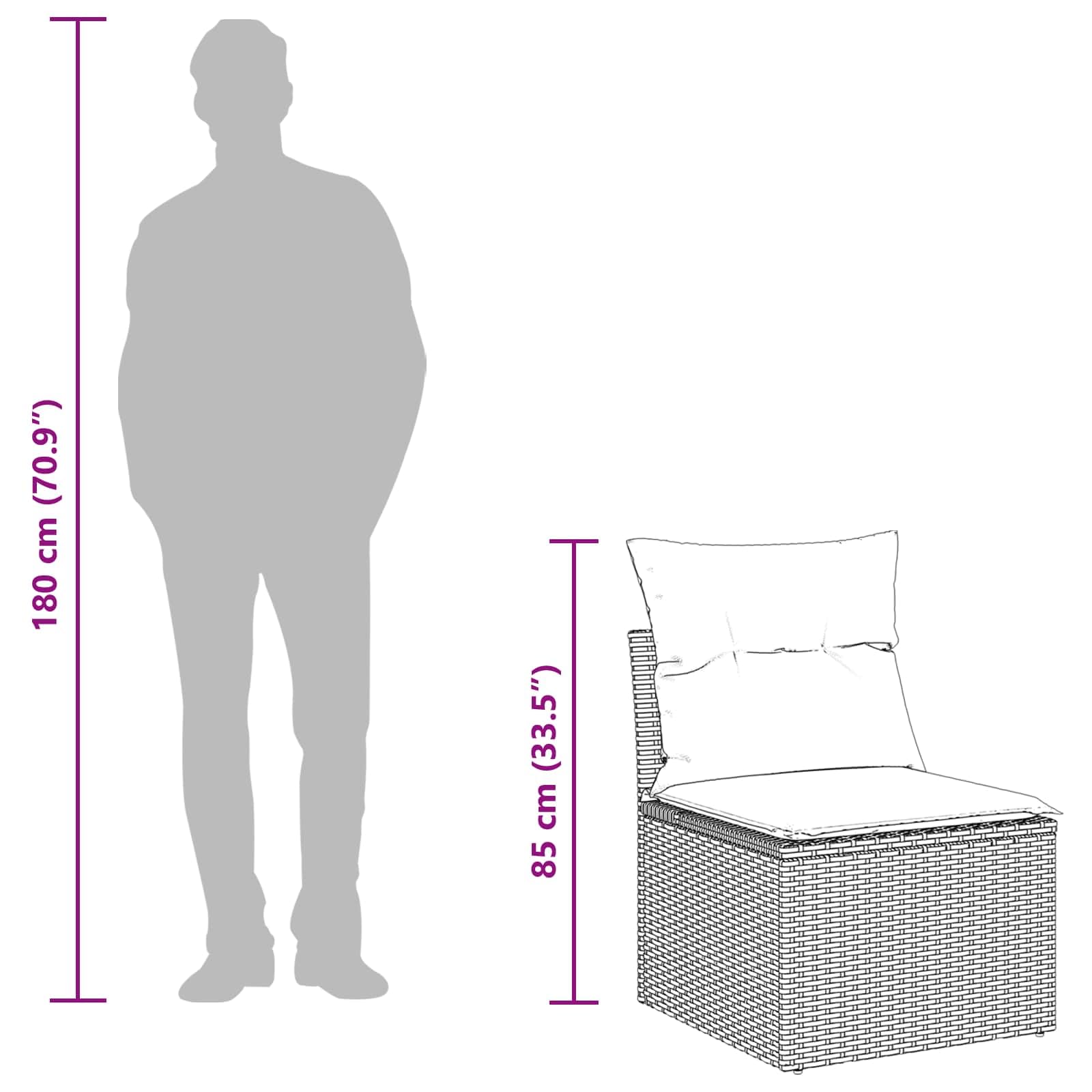 vidaXL Gartensofa-Set 8-tlg Beige Poly-Rattan 90 cm Tisch