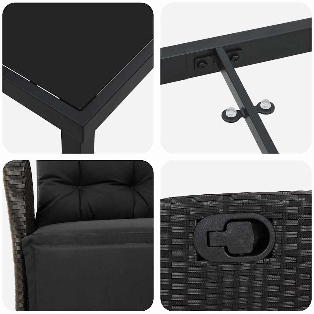 vidaXL Garten Essgruppe 9-tlg Poly-Rattan Schwarz 8-Sitzer
