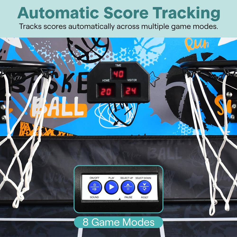 Serenelife Basketballspiel Dual Hoop LED klappbar 5 Bälle