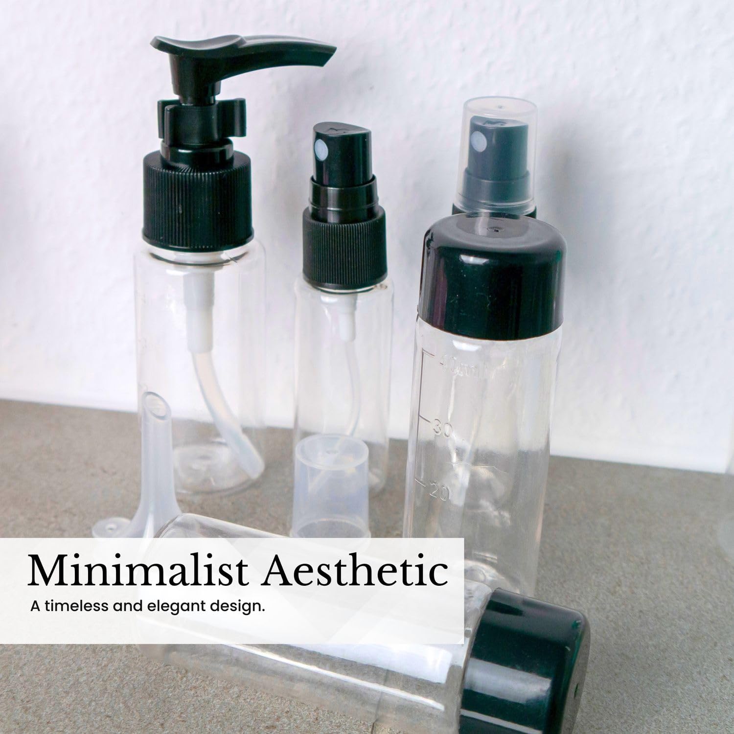 Intirilife Reise Flaschen Set Reiseflaschen 6-teilig schwarz transparent