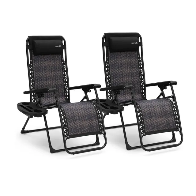 Serenelife Zero Gravity Gartenstuhl braun 2er Set mit Tisch