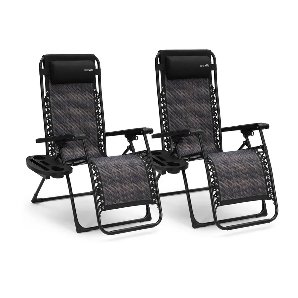 Serenelife Zero Gravity Gartenstuhl braun 2er Set mit Tisch