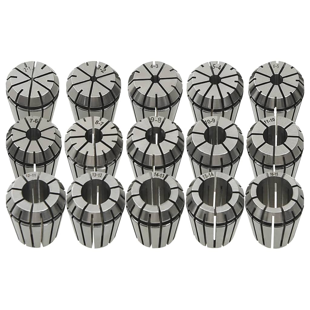 vidaXL ER25 Spannzangen Set 15-tlg. Fräswerkzeug 2-16 mm Stahl