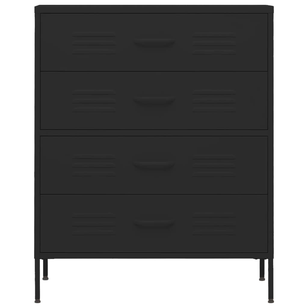 vidaXL Kommode Schwarz 80x35x101,5 cm Stahl 4 Schubladen