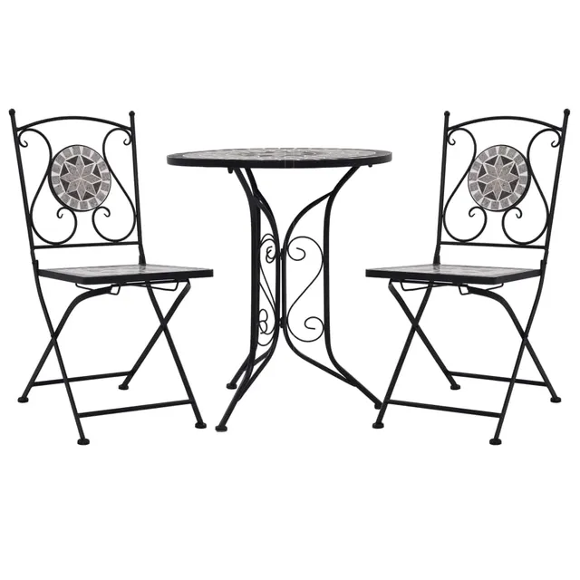 vidaXL Heim & Garten Bistro-Set 3-tlg Mosaik Grau Keramik