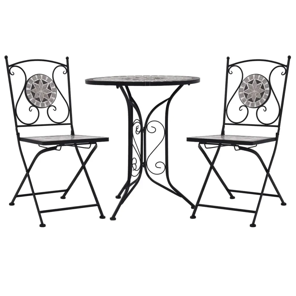 vidaXL Heim & Garten Bistro-Set 3-tlg Mosaik Grau Keramik