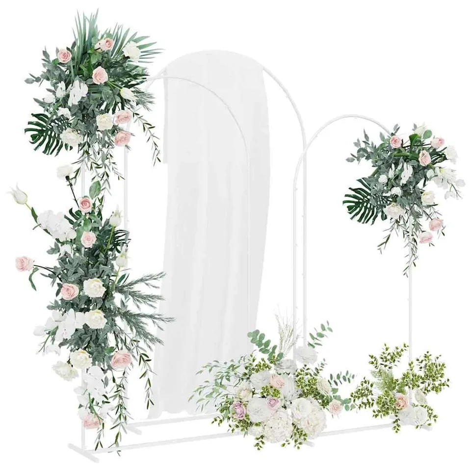 vidaXL Heim & Garten Hochzeitsbogen Weiß 3 Stk 120 cm Stahl