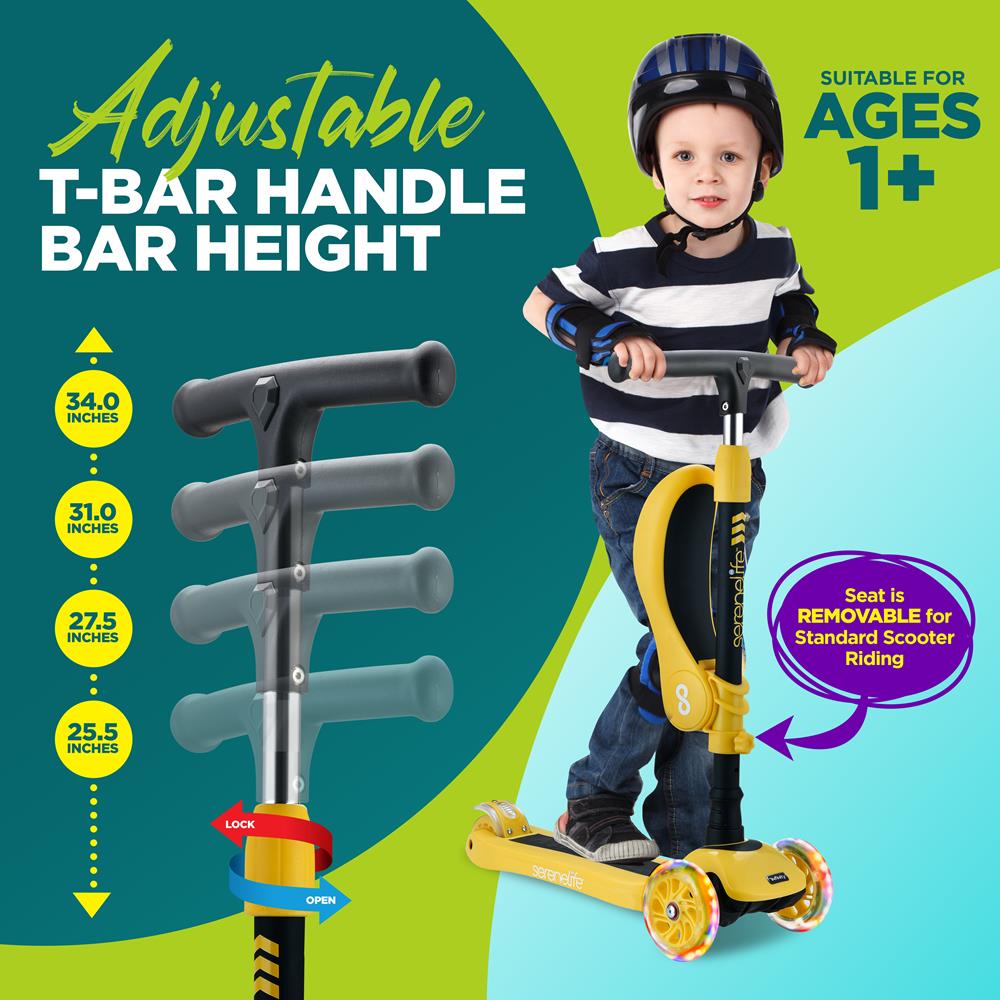 Serenelife Scooters Kinderroller 3-Räder Sitz LED