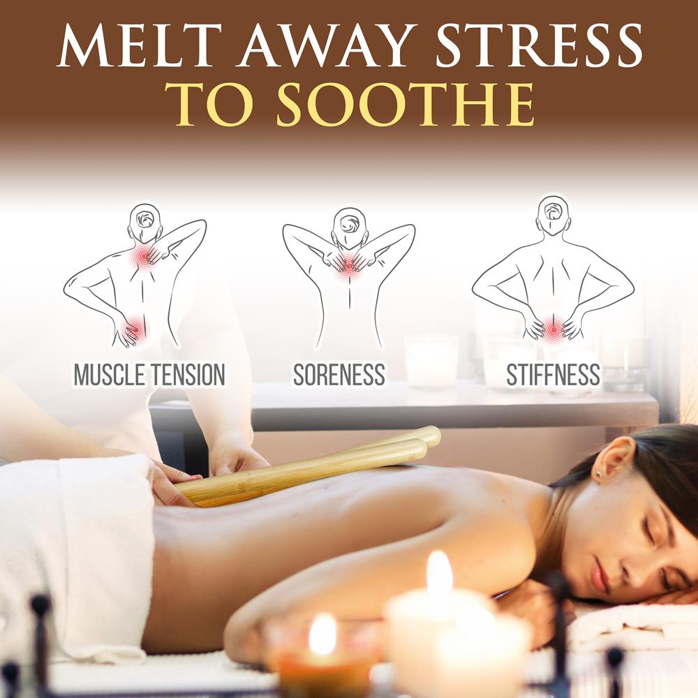 Serenelife Massage Bambus Massage-Set 8 Stäbe mit Wärmetasche