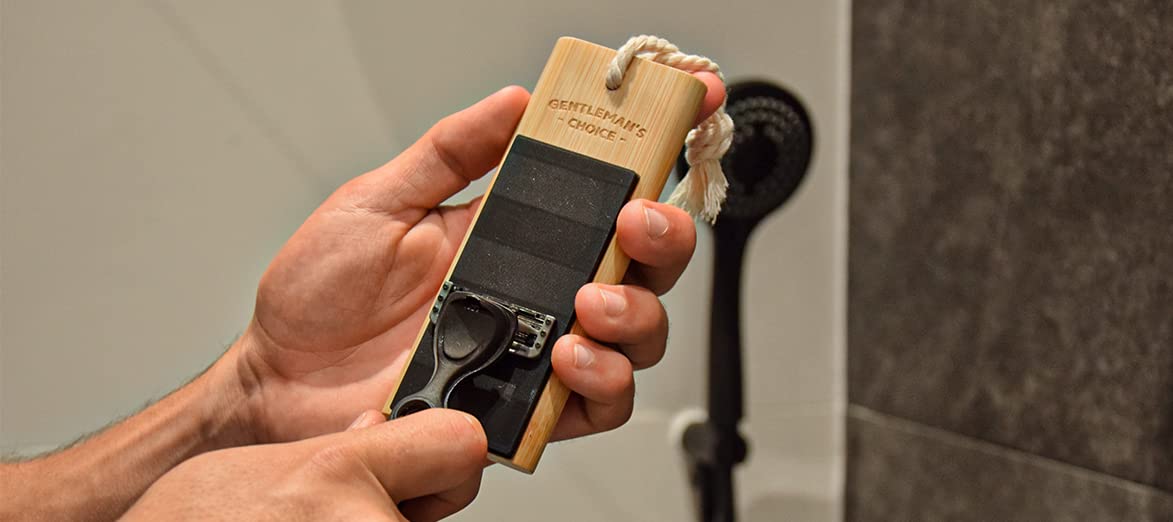MikaMax Rasiermesserschärfer Bambus Holzdesign Rasierer Pad