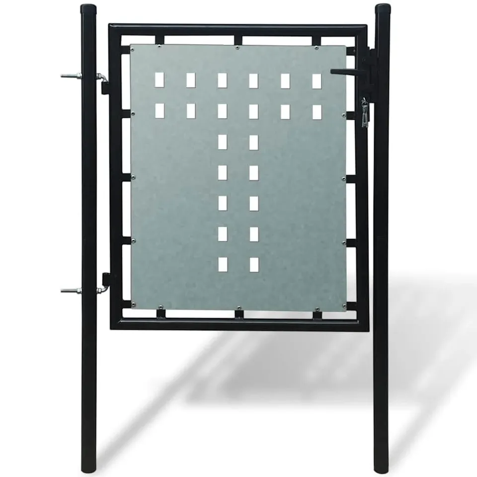 vidaXL Heim & Garten Einzeltor Stahl Schwarz 100x75 cm Schloss