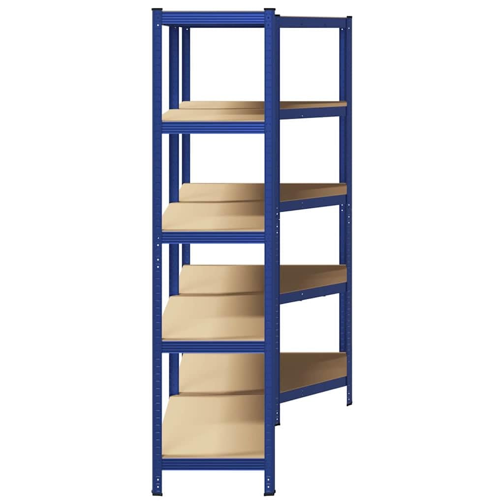 vidaXL Regal-Set 5 Böden 2-tlg Blau Stahl Schwerlastregal
