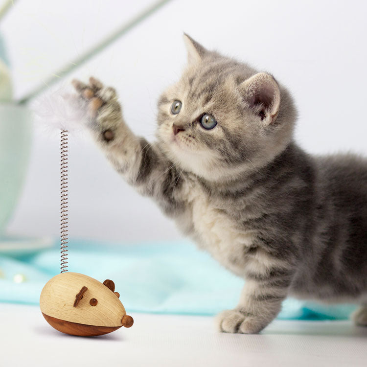 Kikkerland Home Cat Wooden Mouse Toy Katzenspielzeug Holzmaus