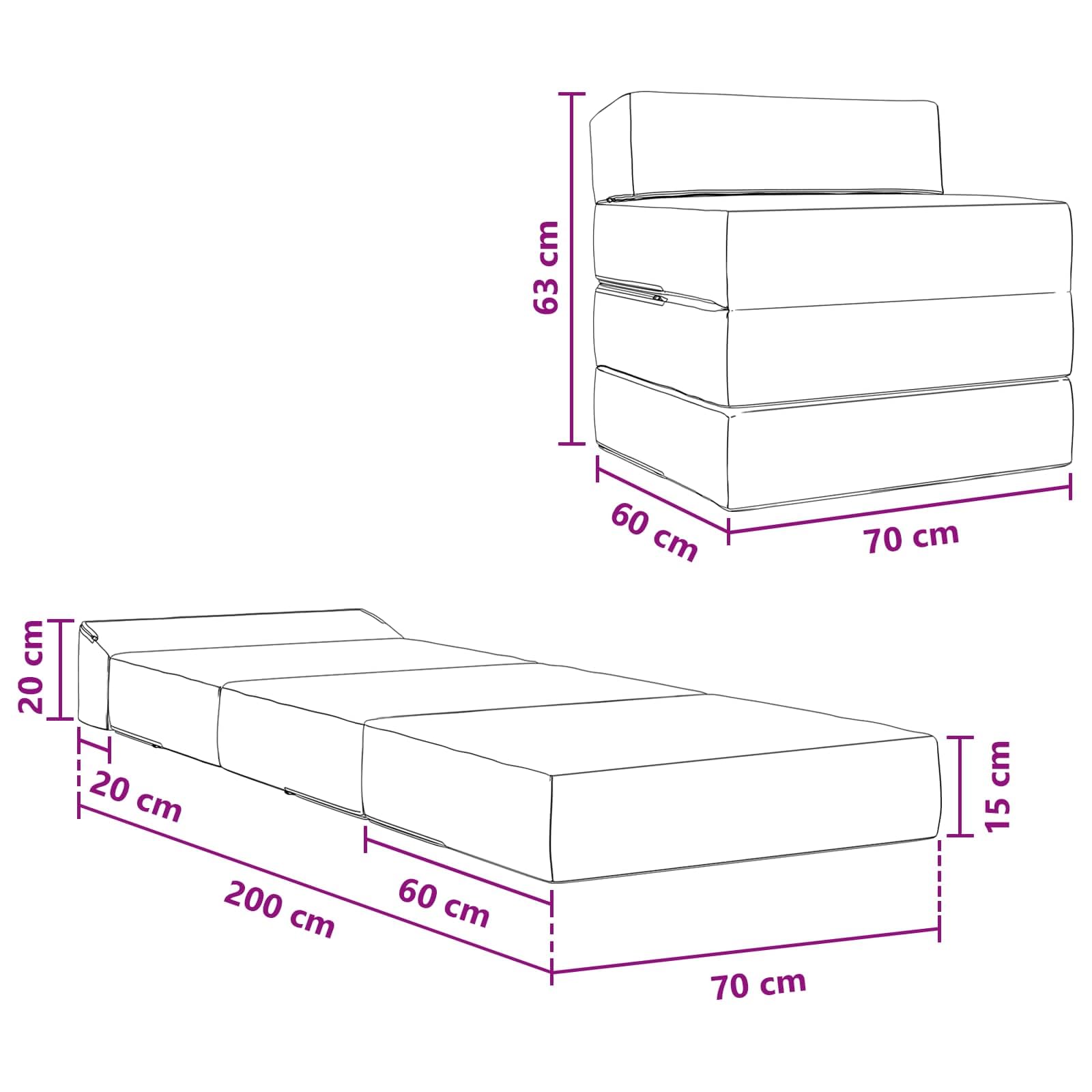 vidaXL Möbel Schlafsofa Klappbar Hellgrau 70 cm Stoff Polyester