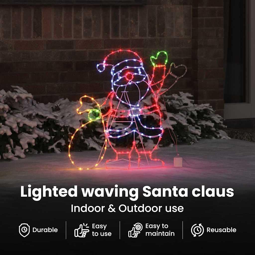 vidaXL Heim & Garten Santa Claus Licht Eisen mehrfarbig 58,5cm