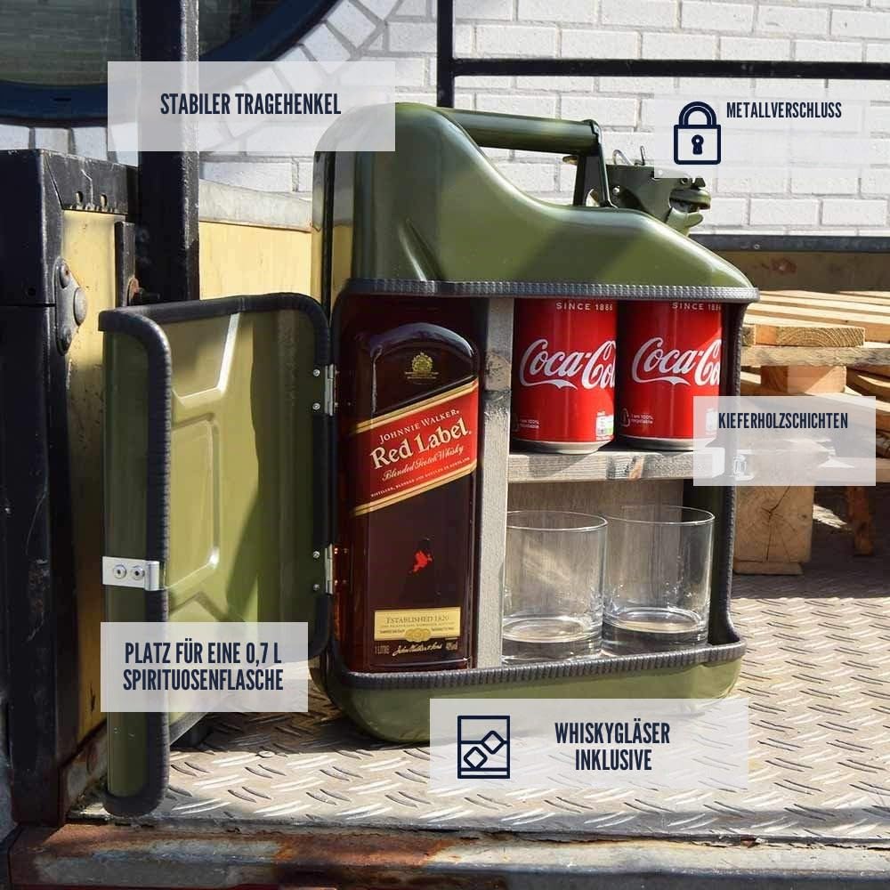 Mikamax Kanister Bar 10L Minibar Schwarz 2 Gläser