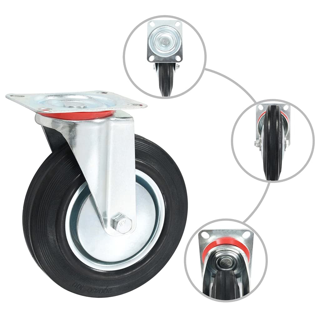 vidaXL Lenkrollen 4 Stk. 200 mm Gummi Möbelrollen Set