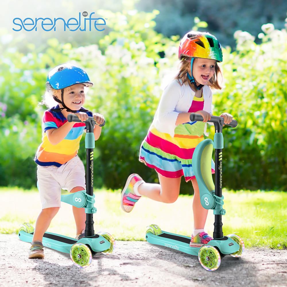 Serenelife Scooters Kinder Scooter 3-Rad LED mit Sitz ab 1 Jahr