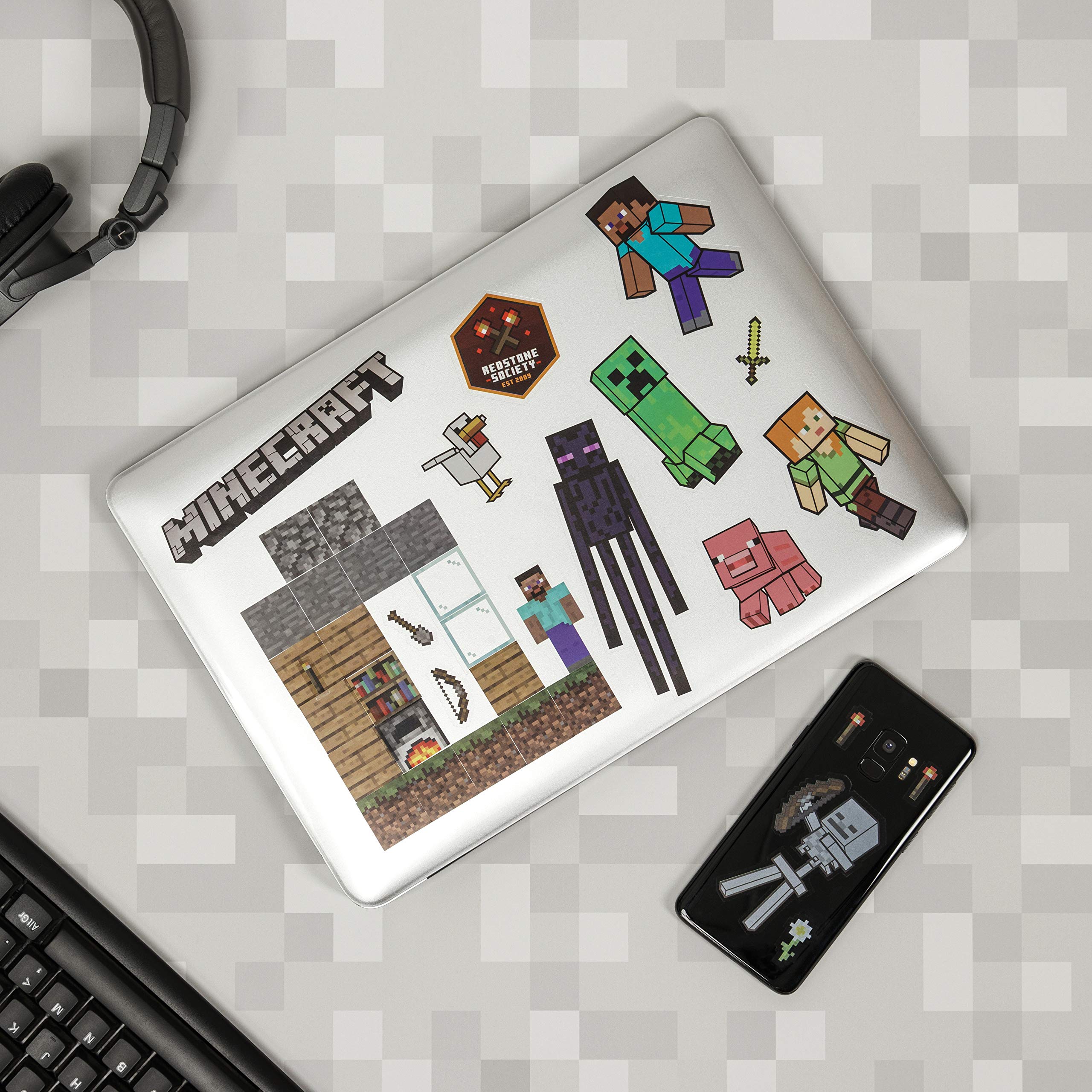 Paladone Minecraft Gadget-Abziehbilder Sticker-Set 4 Blätter wasserfest