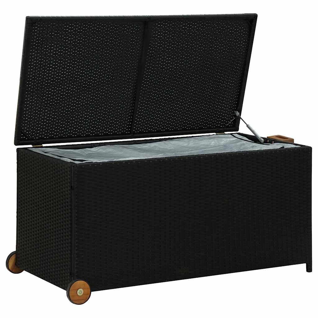 vidaXL Auflagenbox Poly Rattan Schwarz 120x65x61 Kissenbox