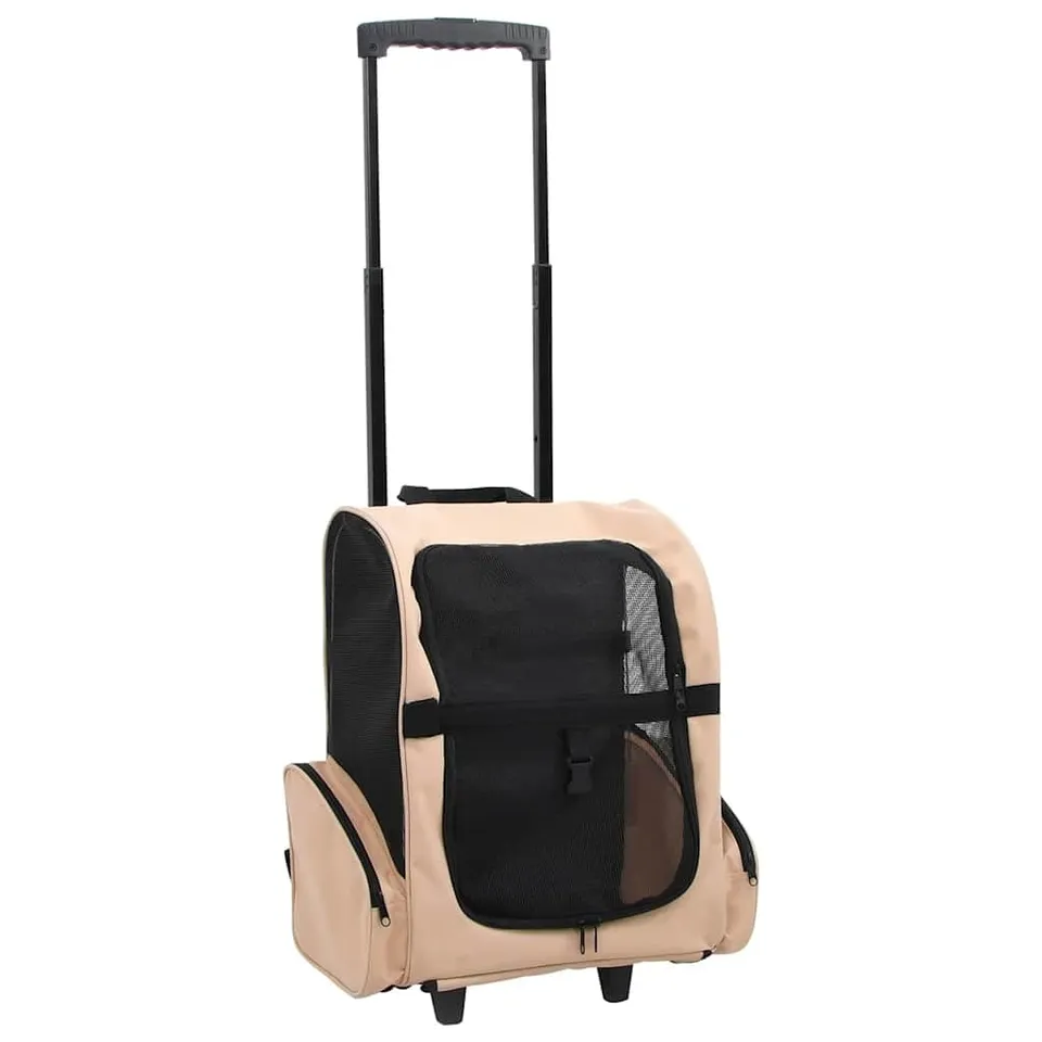 vidaXL Hundetrolley Transporttasche Sandfarbe Faltbar Rucksack