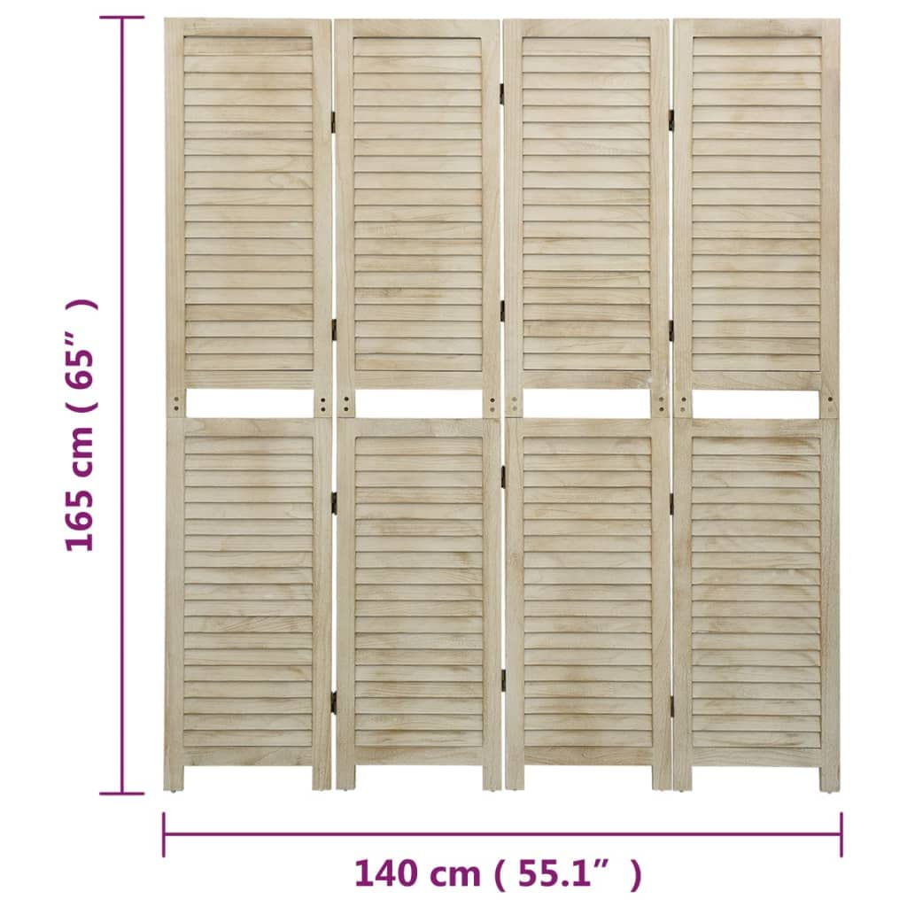 vidaXL Raumteiler 4-TLG. Paravent Holz 140x165cm Paulownia