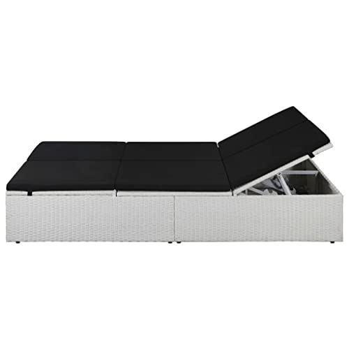 vidaXL Sonnenliege Poly Rattan schwarz mit Auflage Doppelliege