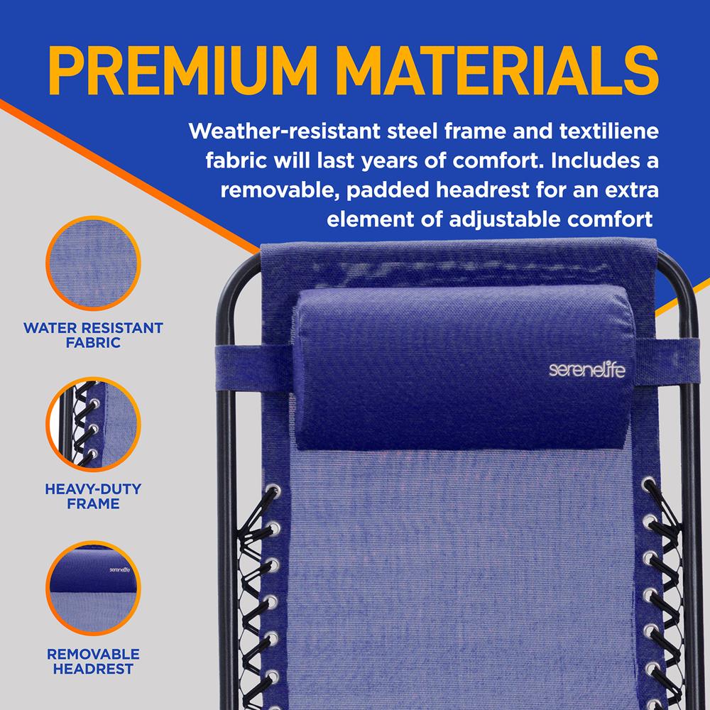 Serenelife Zero Gravity Stuhl 2er-Set mit Tisch Blau faltbar
