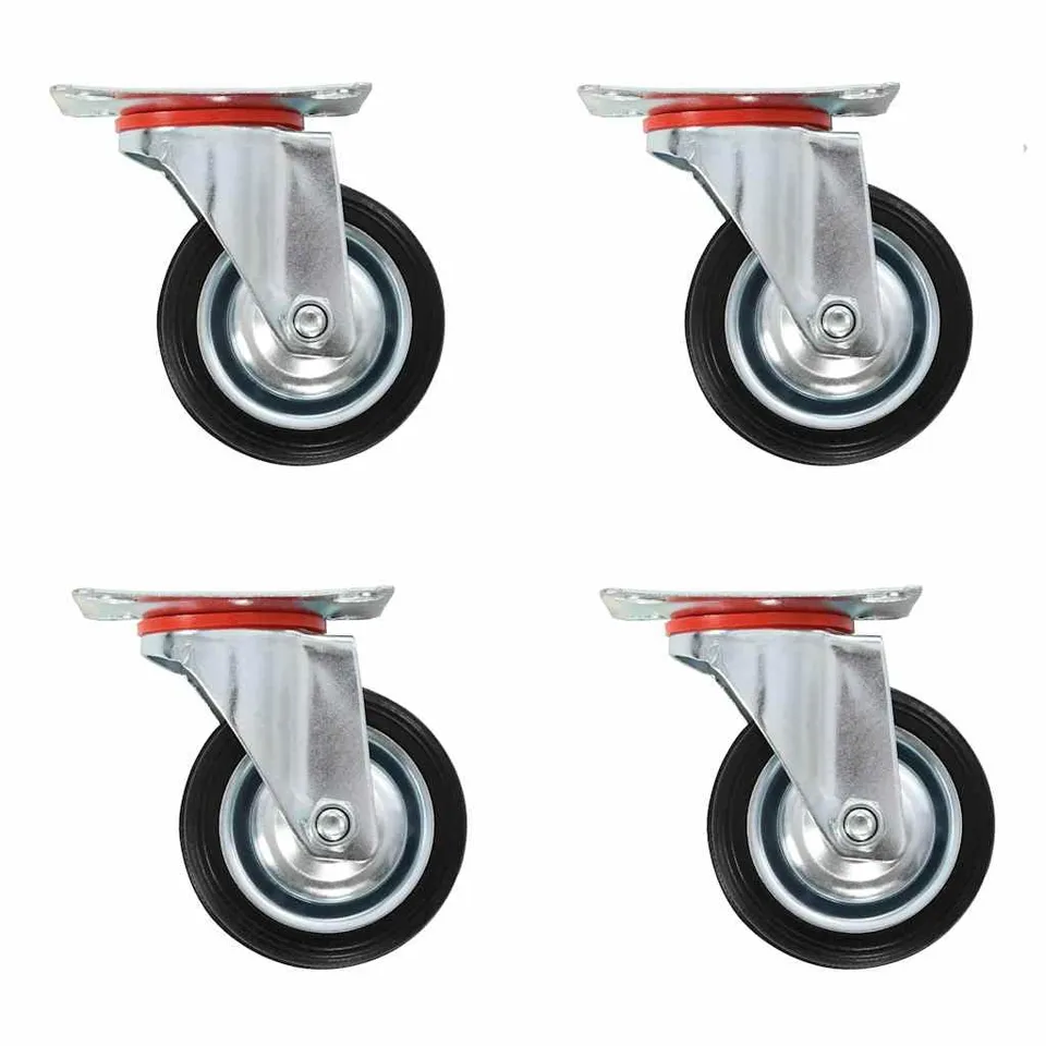vidaXL Lenkrollen 4 Stk. 75 mm Gummi Möbelrollen Set