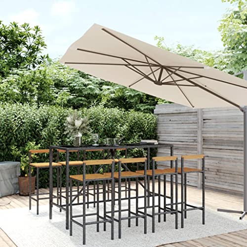 vidaXL Heim & Garten Gartenbar-Set 9-tlg Schwarz Rattan