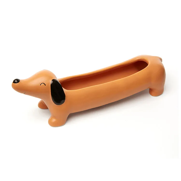 Kikkerland Home Daisy Dachshund Planter Blumentopf Porzellan