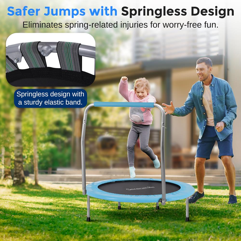 Serenelife SLELT367 Kinder-Trampolin federlos blau 91 cm