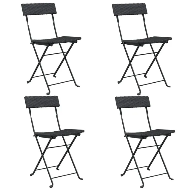 vidaXL Heim & Garten Klappstühle 4St Schwarz Rattan Stahl